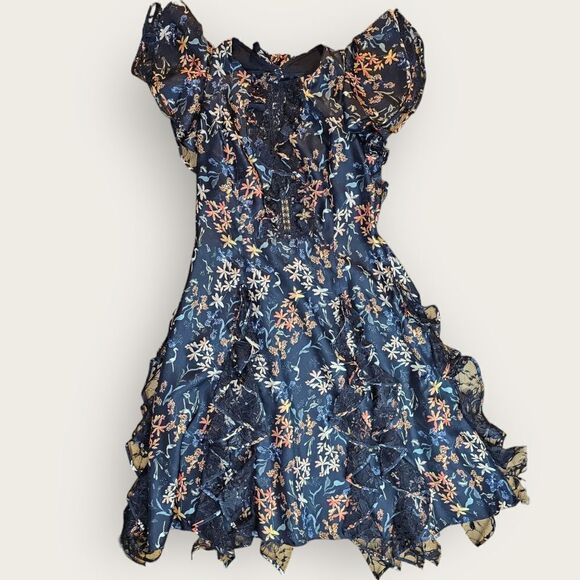 Sachin & Babi Tutu Garden Black Ruffle Silk Mini Dress - Picture 3 of 14